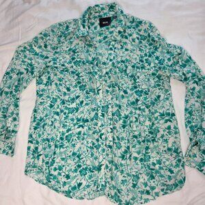 Maeve Button-Up Shirt Women's S Multicolor Floral 100%Rayon Collared Long Sleeve